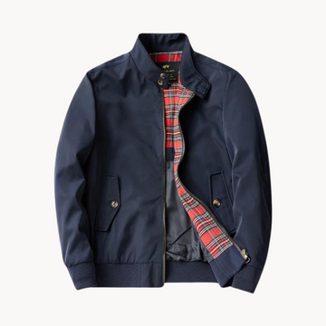 Men’s Harrington Jacket – Tartan Lining – Zip-Up – Classic British Style – Mid-Season Smart Layer
