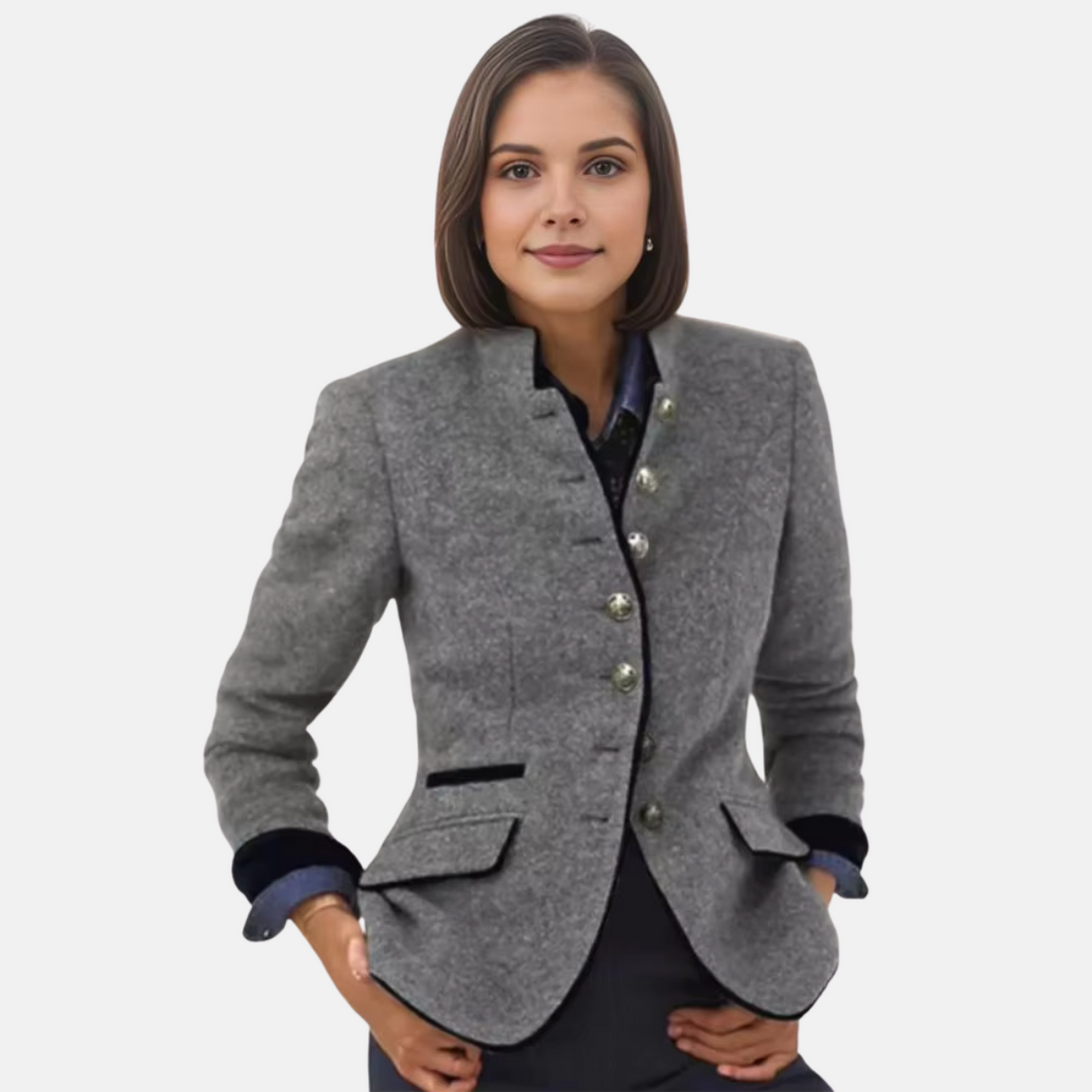 Women’s Blazer – Structured Fit – Button Closure – Wool Blend Fabric