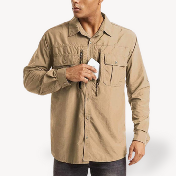 Men’s Utility Shirt – Button-Up – Multi Pocket – Outdoor Style – Long Sleeves