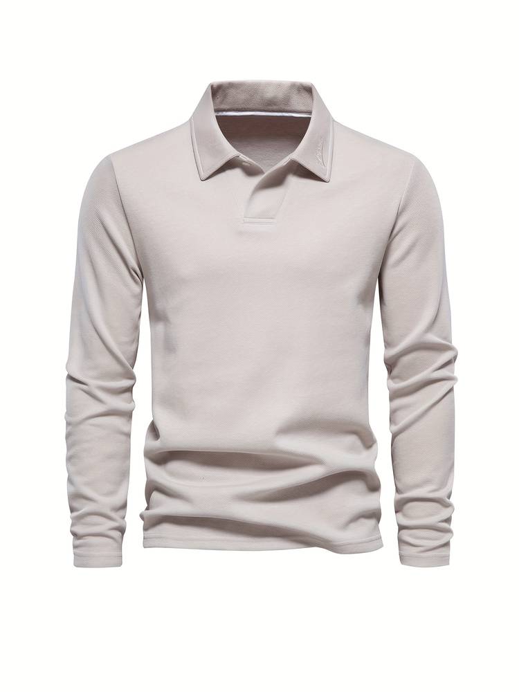 Men’s Long Sleeve Polo Shirt – Classic Collar – Lightweight Knit – Smart Casual Essential