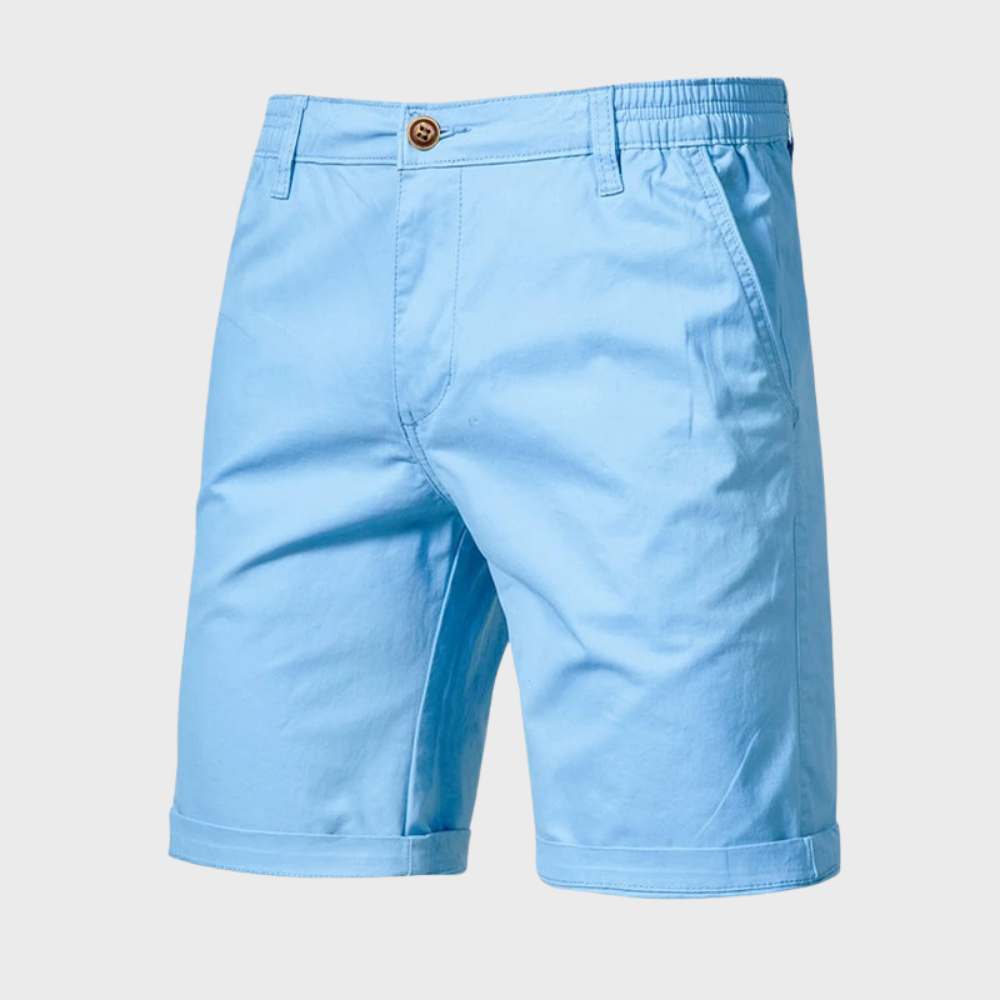 Men’s Chino Shorts – Turned-Up Hem – Elastic Waistband – Slim Fit – Summer Smart-Casual Look