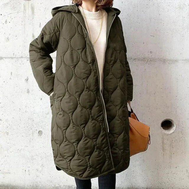 Women’s Quilted Winter Coat - Long Puffer Jacket - Hooded Oversized Fit - Warm & Stylish