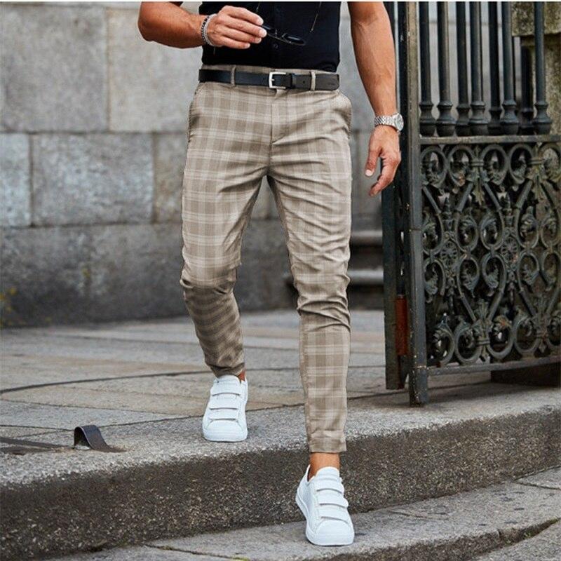 Men’s Slim Fit Check Trousers – Tapered Leg – Smart Casual – Versatile Everyday Look