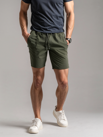 Men’s Casual Shorts – Drawstring Waist – Soft Cotton Blend – Knee Length – Summer Essential