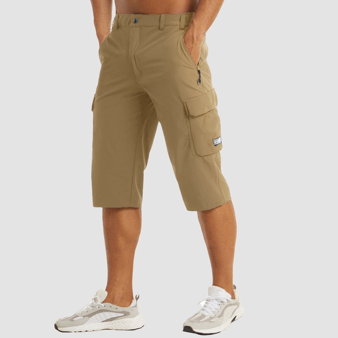 Men's Cargo Shorts - Knee Length - Multi-Pocket - Zip Fly - Summer Casual Wear
