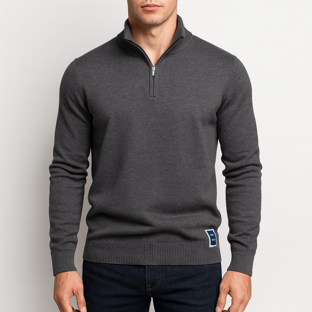 Men’s Quarter Zip Sweater – Fitted Knit Pullover – Casual & Smart Style
