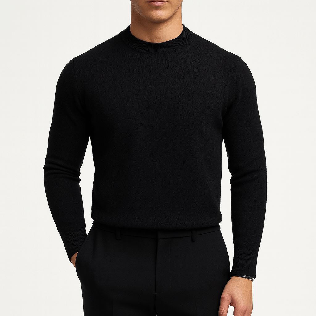 Men’s Knit Sweater – Slim Fit – Classic Round Neck – Lightweight Pullover