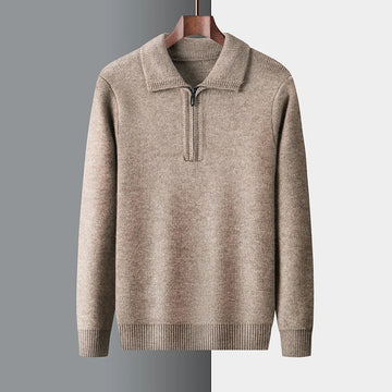 Men’s Half-Zip Knitted Sweater – Long Sleeves – Stand Collar – Lightweight Smart Casual Knitwear