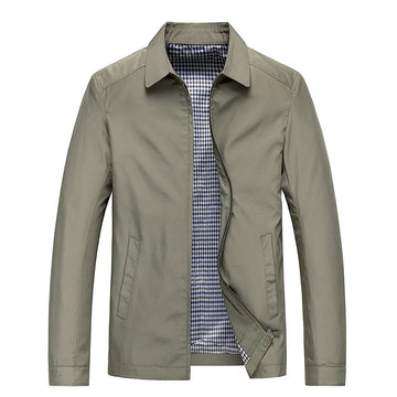 Men's Lightweight Casual Jacket - Long Sleeve - Zip Closure - Point Collar - Spring/Fall Outerwear