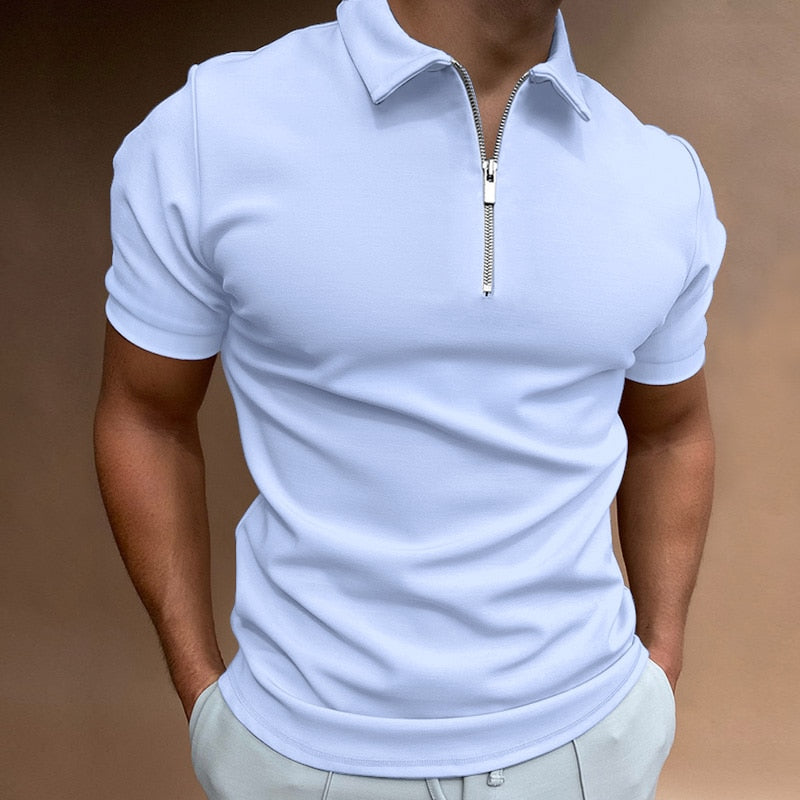 Men’s Polo Shirt – Zip Neck – Modern Collar – Slim Fit – Casual Look