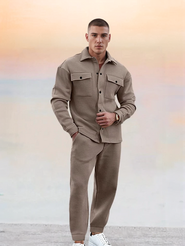Men’s Co-Ord Lounge Set – Soft Fleece – Button-Up Shirt – Relaxed Fit – Casual Comfort