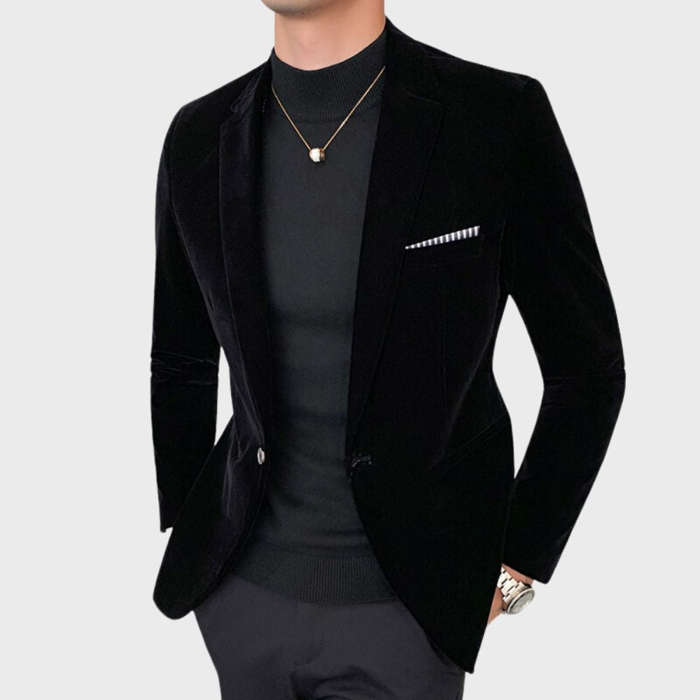 Men’s Velvet Blazer – Slim Fit – Formal & Casual Suit Jacket – Elegant Evening Wear