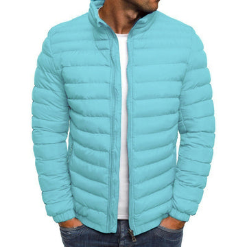 Men’s Lightweight Puffer Jacket – Stand Collar – Zip-Up – Quilted Design – Casual Outerwear