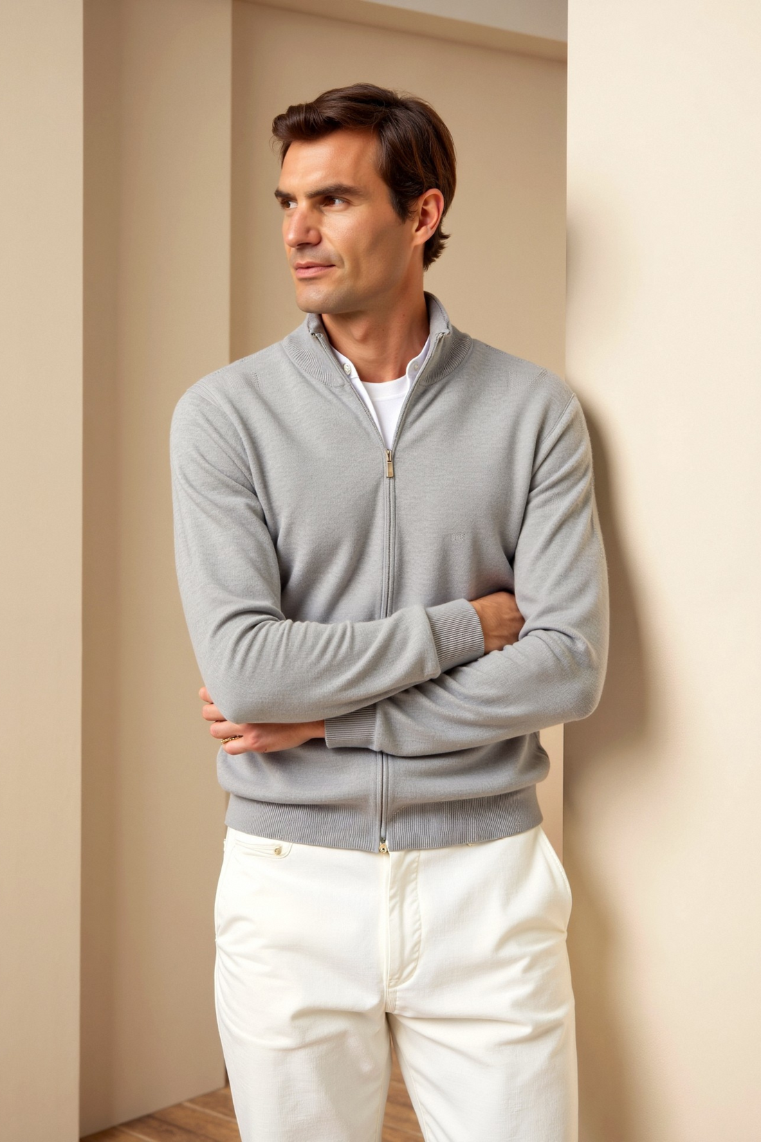 Men’s Zip Cardigan – Slim Fit Knit Sweater – Lightweight Full-Zip Jacket – Casual & Smart Style