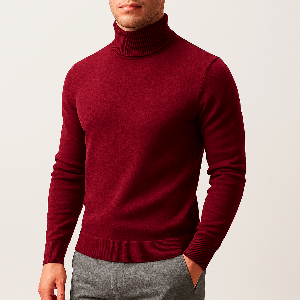 Men’s Turtleneck Sweater – Classic Knit Pullover – Warm & Stylish