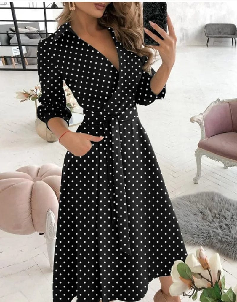 Women's Midi Dress – Wrap Style – Summer – Butterfly Print – Elegant Waist-Tied Fit