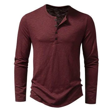 Men’s Henley Shirt – Long Sleeve – Textured Knit – Casual Fit – Everyday Essential