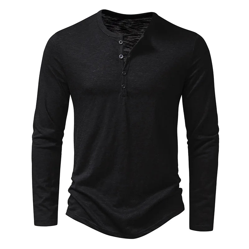 Men’s Henley Shirt – Long Sleeve – Textured Knit – Casual Fit – Everyday Essential