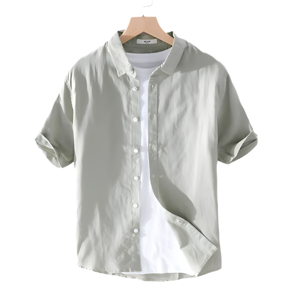 Men’s Short Sleeve Shirt – Lightweight – Button-Up – Layered Look – Casual Fit