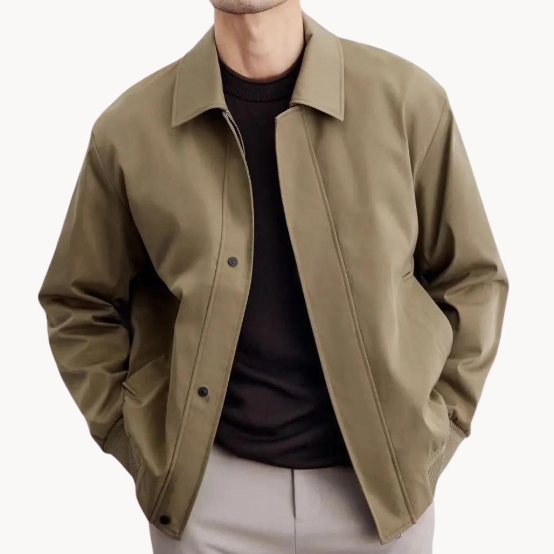 Men’s Casual Jacket – Snap Button Closure – Minimalist Design – Lightweight Smart Outerwear