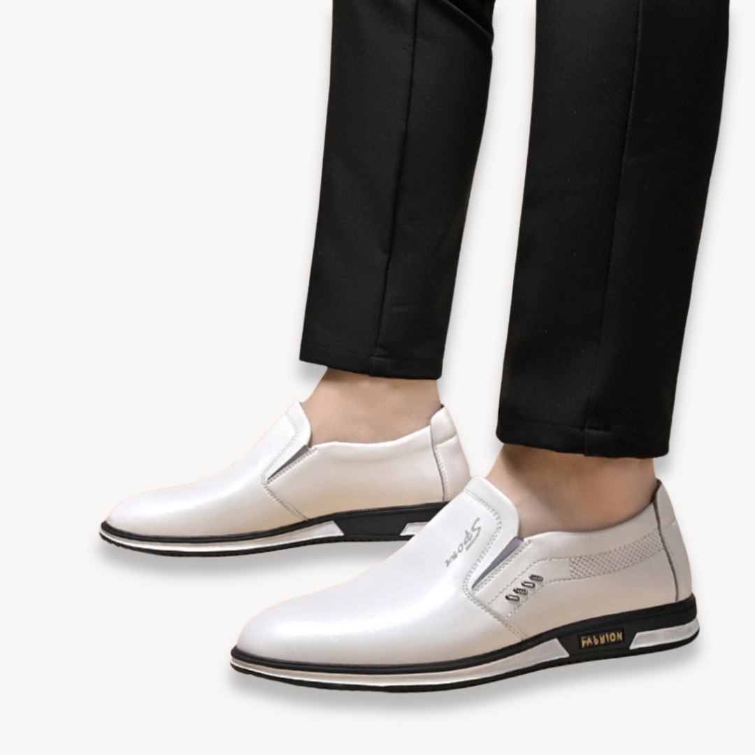 Men’s Slip-On Loafers – Classic White – Casual & Formal Shoes – Lightweight & Stylish Design