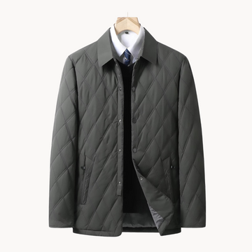 Men’s Quilted Jacket – Button-Up – Diamond Stitching – Lightweight Insulation – Smart Casual Outerwear
