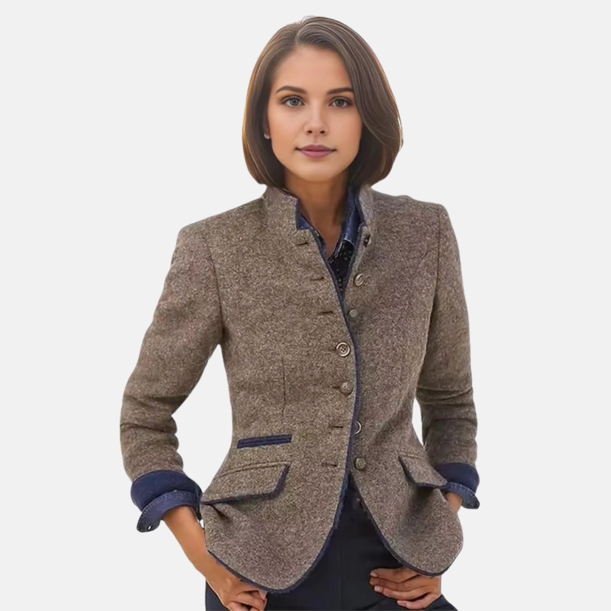 Women’s Blazer – Structured Fit – Button Closure – Wool Blend Fabric