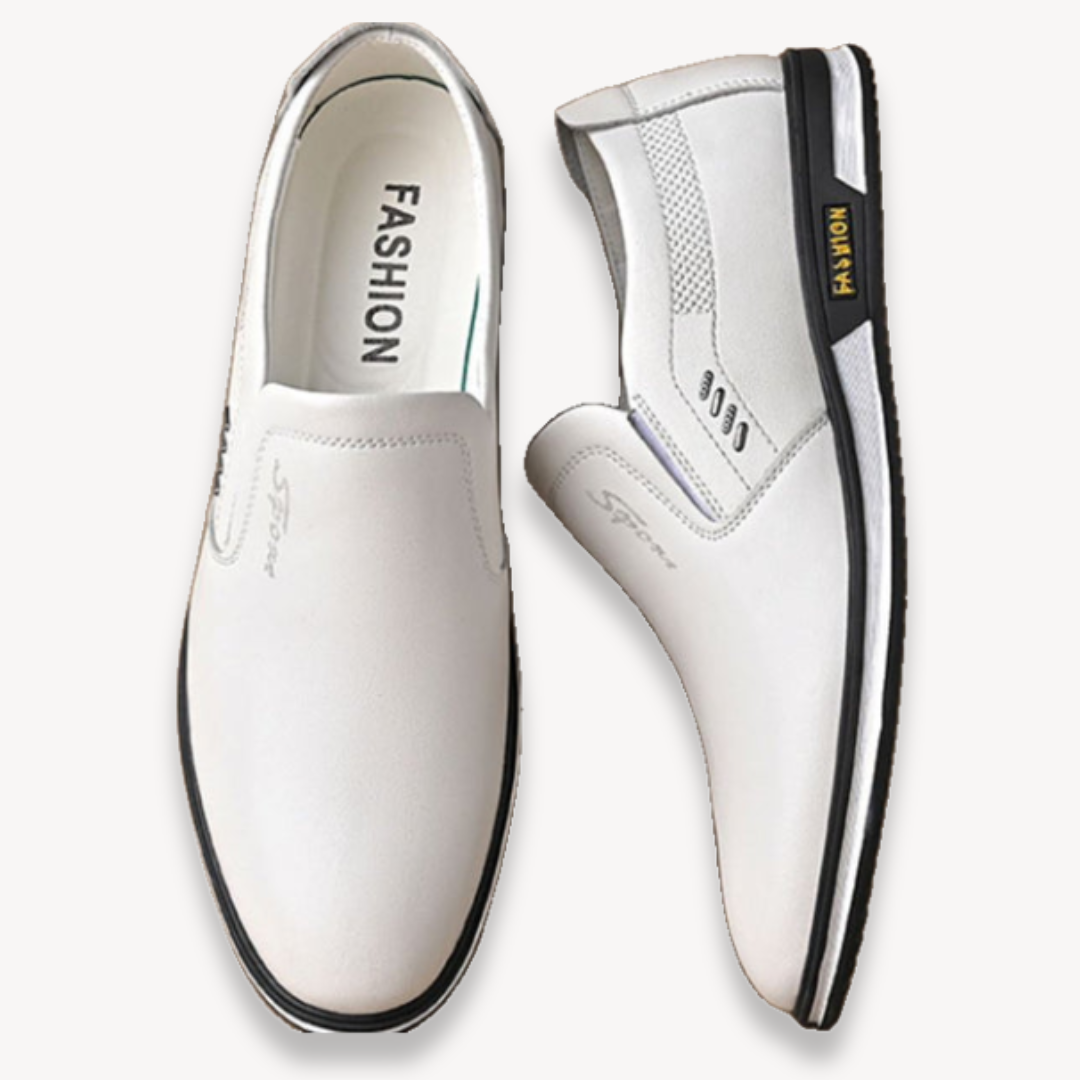 Men’s Slip-On Loafers – Classic White – Casual & Formal Shoes – Lightweight & Stylish Design