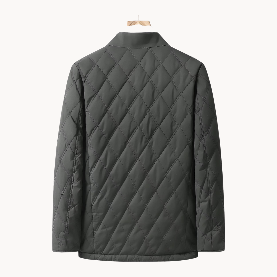 Men’s Quilted Jacket – Button-Up – Diamond Stitching – Lightweight Insulation – Smart Casual Outerwear