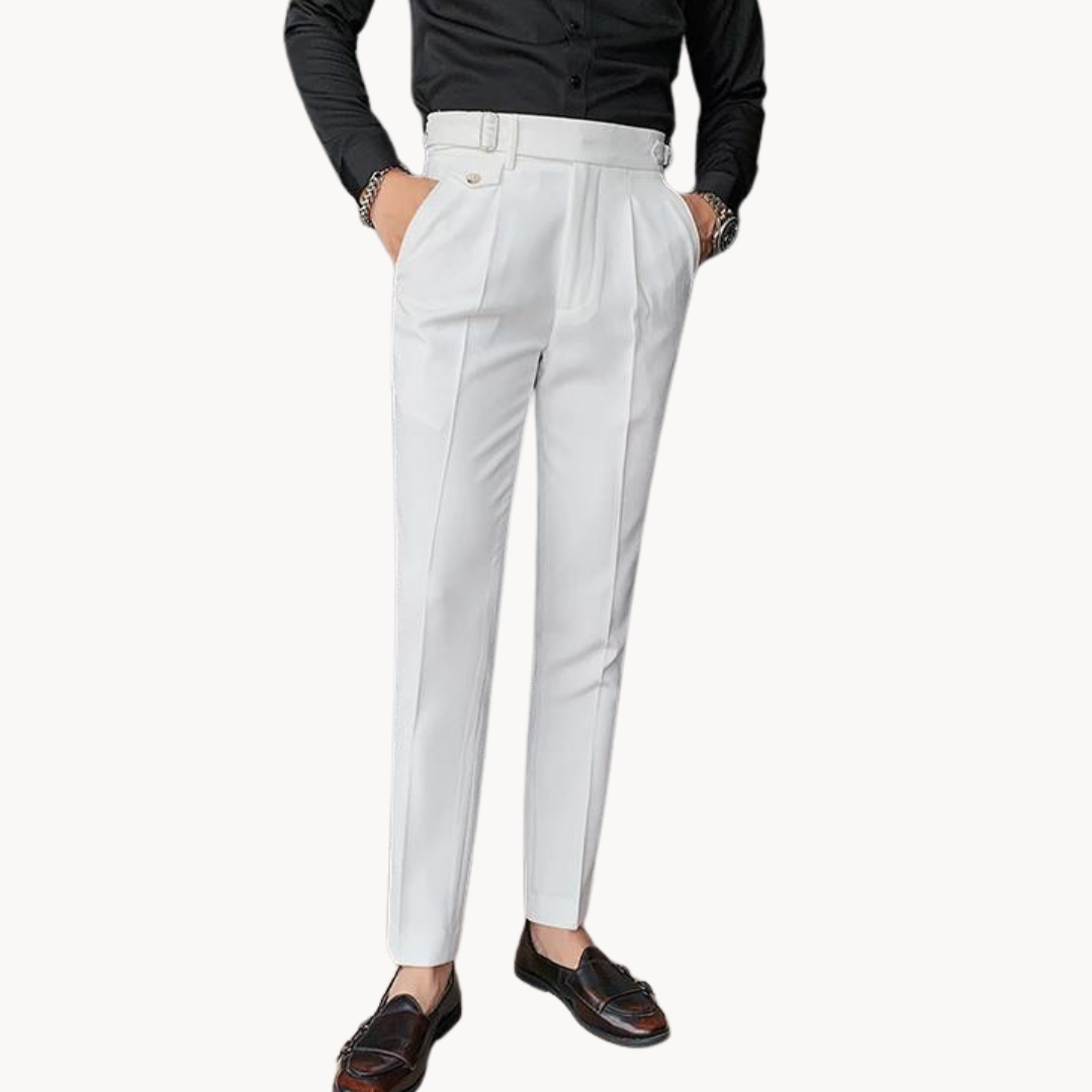 Men’s Pleated Trousers – Tailored Fit – Adjustable Waist Tabs – Smart Look – Elegant Occasionwear