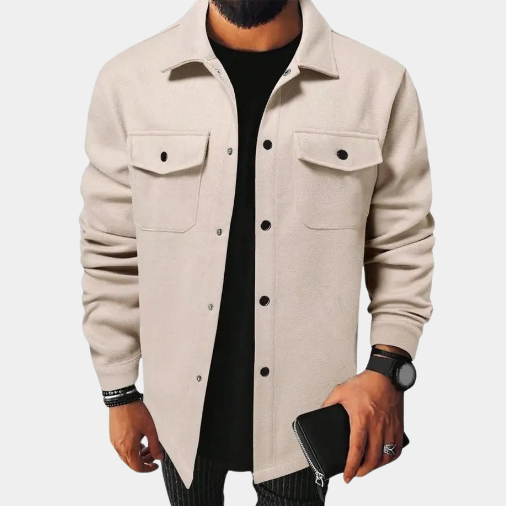 Men’s Overshirt Jacket – Long Sleeve – Button-Up – Chest Pockets – Smart Street Look