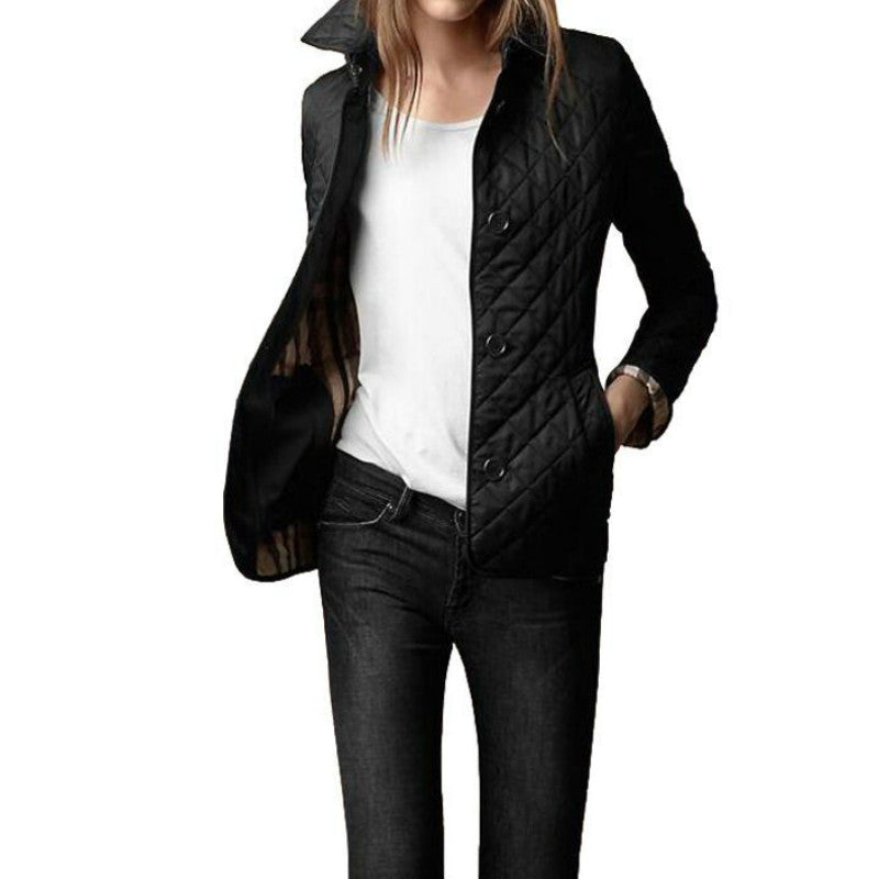 Women’s Quilted Jacket – Lightweight Padded Coat – Button-Up Outerwear – Stylish & Practical