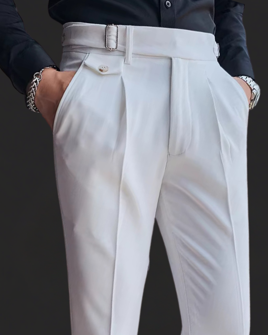 Men’s Pleated Trousers – Tailored Fit – Adjustable Waist Tabs – Smart Look – Elegant Occasionwear