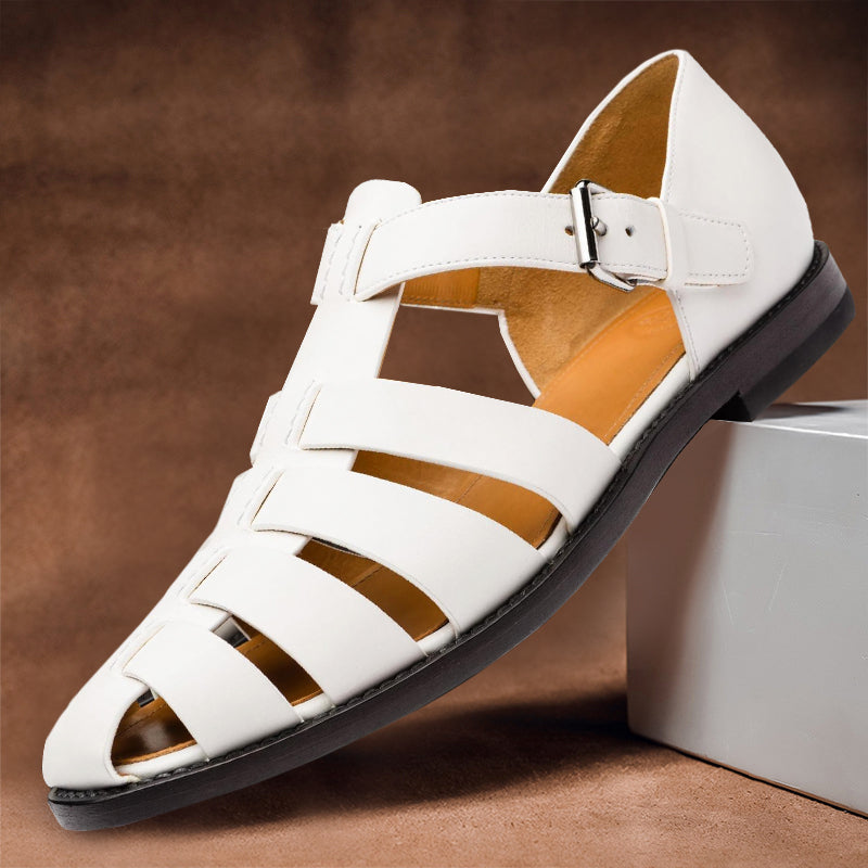 Men’s Sandals – Closed Toe – Leather Look – Buckle Strap – Summer Essential