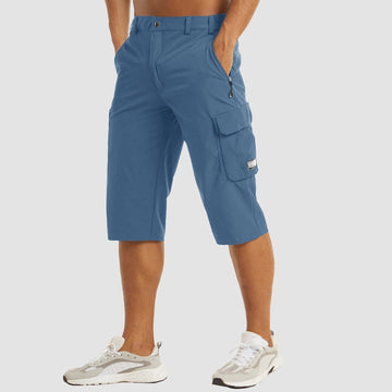 Men's Cargo Shorts - Knee Length - Multi-Pocket - Zip Fly - Summer Casual Wear