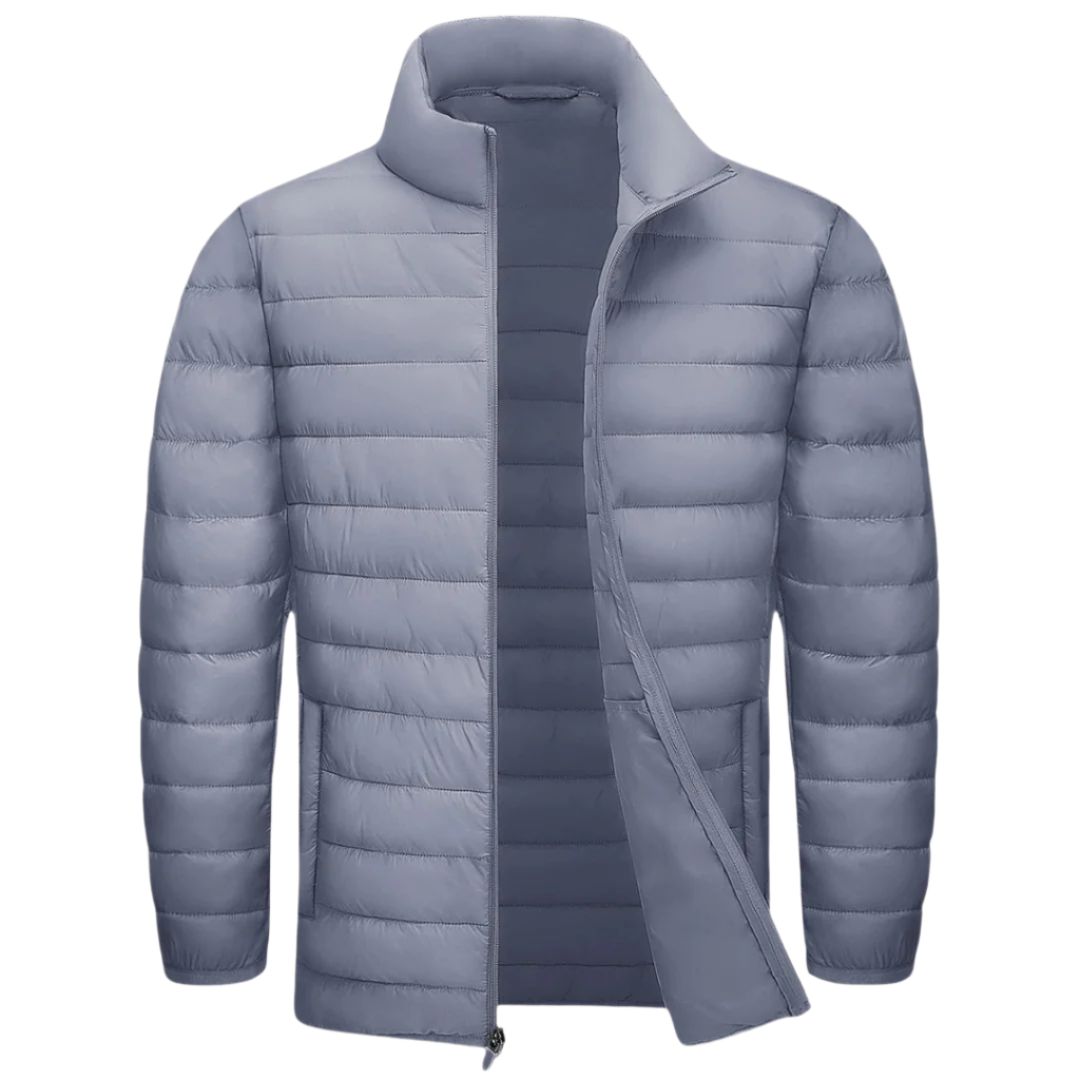 Men’s Lightweight Puffer Jacket – Quilted – Zip-Up – High Neck – Casual Warm Layer