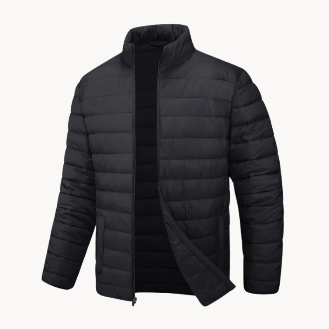 Men’s Lightweight Puffer Jacket – Quilted – Zip-Up – High Neck – Casual Warm Layer