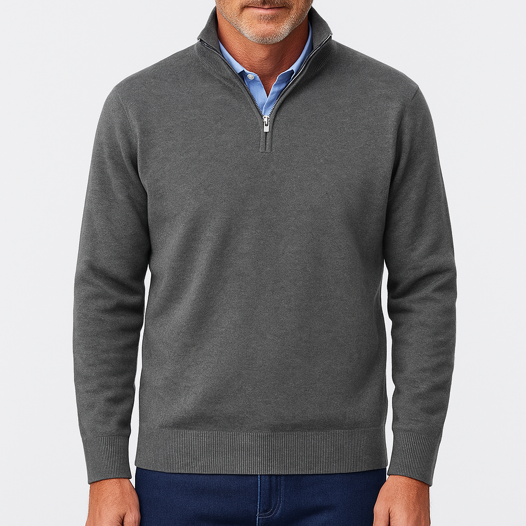 Men’s Quarter Zip Sweater – Lightweight Knit Pullover – Smart Casual Top – Slim Fit Men’s Clothing