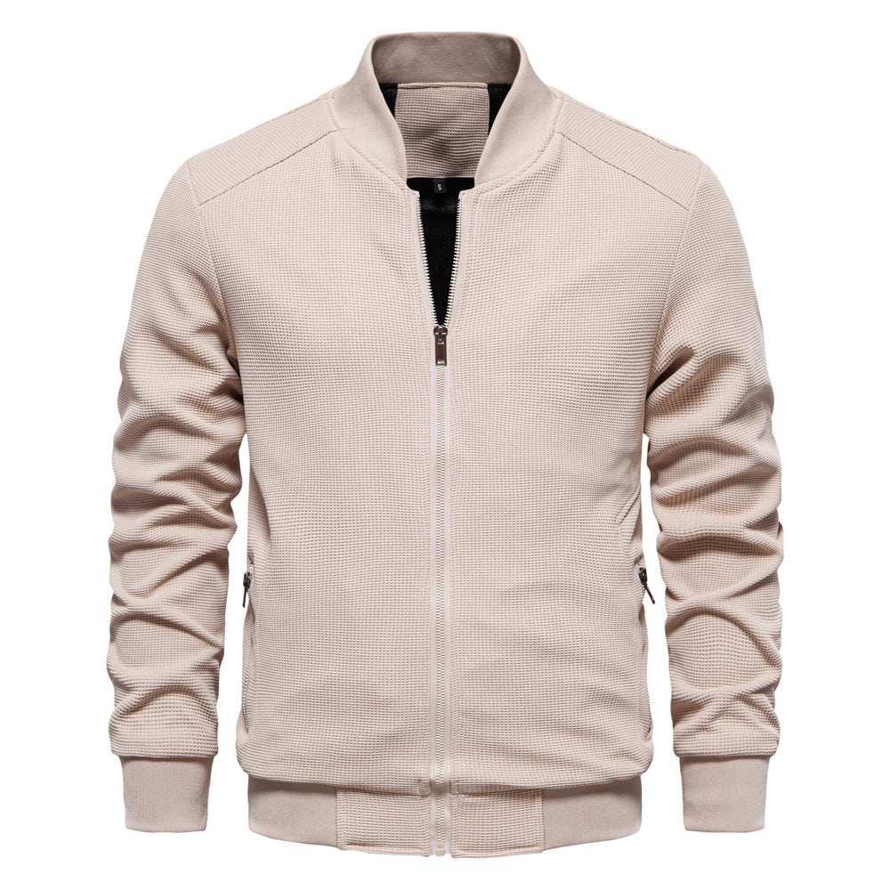 Men’s Casual Zip-Up Jacket – Ribbed Texture – Lightweight Urban Fit