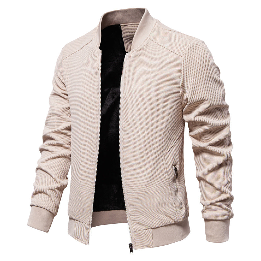 Men’s Casual Zip-Up Jacket – Ribbed Texture – Lightweight Urban Fit