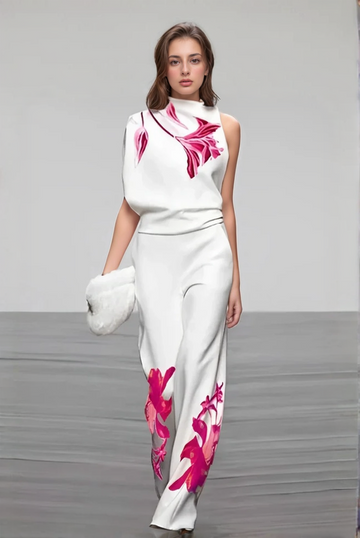 Women’s Floral Jumpsuit – Sleeveless – Wide-Leg Fit – Elegant Silhouette – Statement Summer Piece