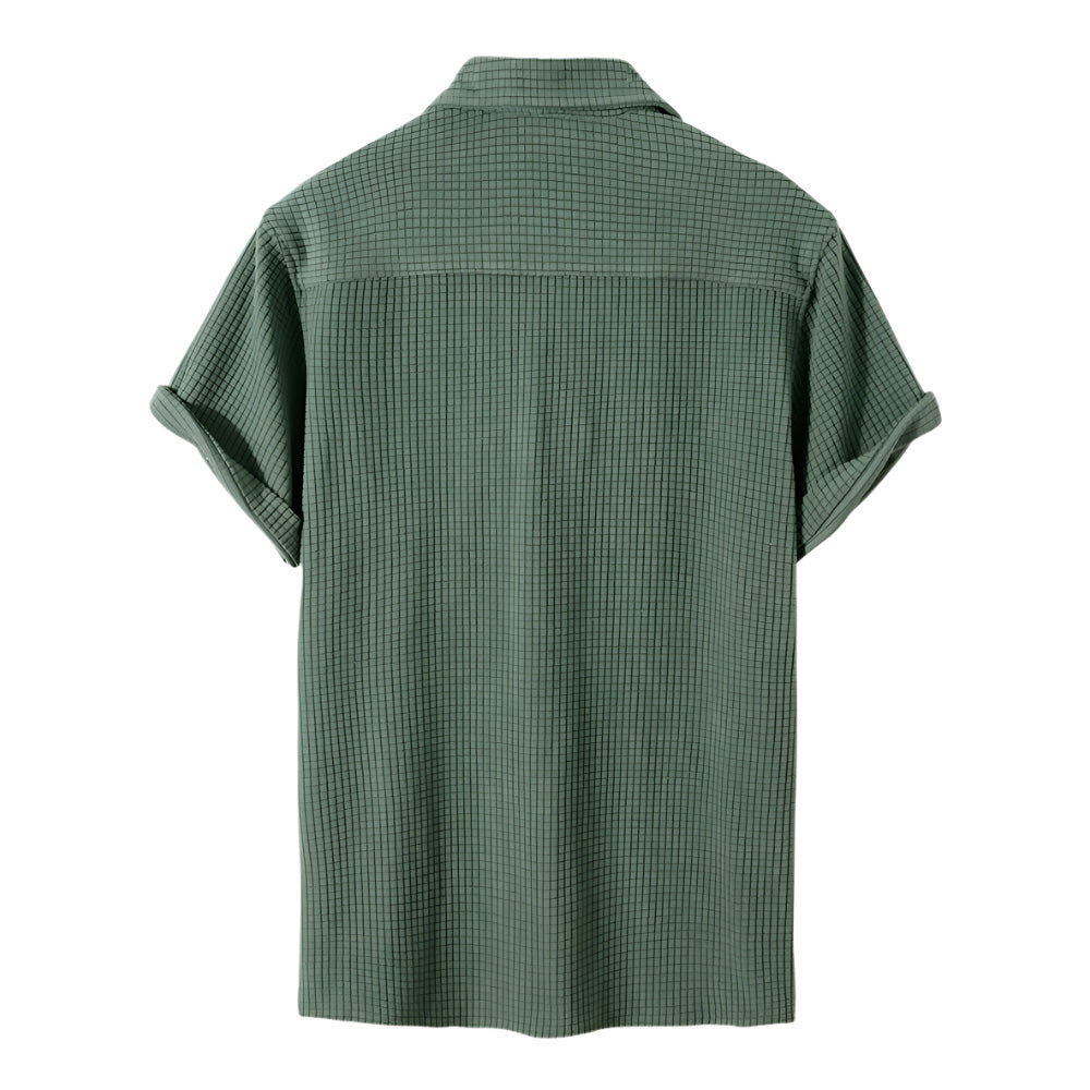 Men’s Casual Shirt – Textured Cotton – Short Sleeves – Pocket Detail – Relaxed Fit