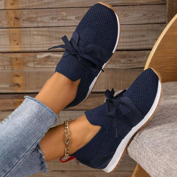 Women’s Knit Sneakers – Breathable Mesh – Lace-Up – Cushioned Sole – Everyday Comfort