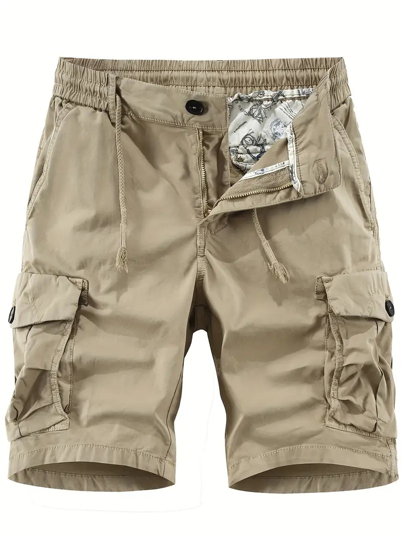 Men’s Cargo Shorts – Elastic Waistband – Utility Pockets – Lightweight Fabric – Summer Essential