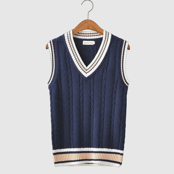 Men’s Sweater Vest – V-Neck – Ribbed Trim – Sleeveless Knit – Smart Layer