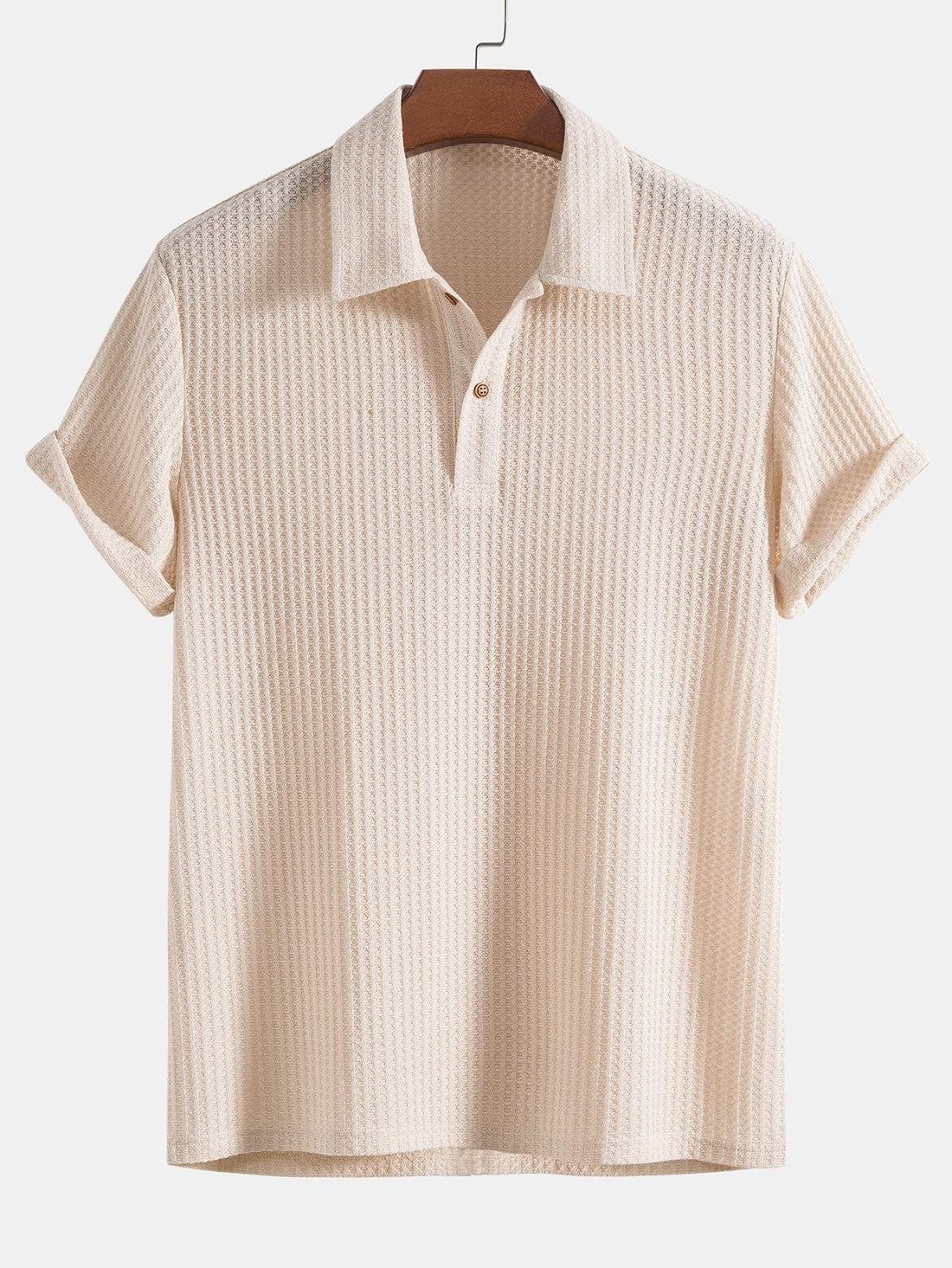 Men’s Short Sleeve Knit Shirt – Ribbed Texture – Polo Collar – Lightweight Summer Staple