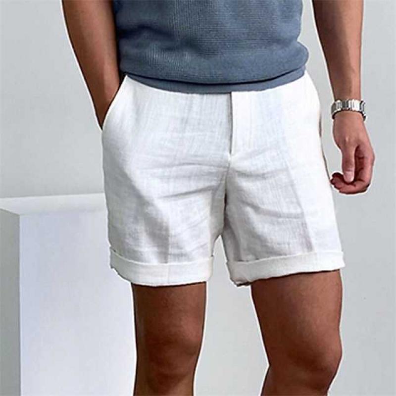Men’s Linen Shorts – Rolled Hem – Lightweight Fabric – Summer Comfort