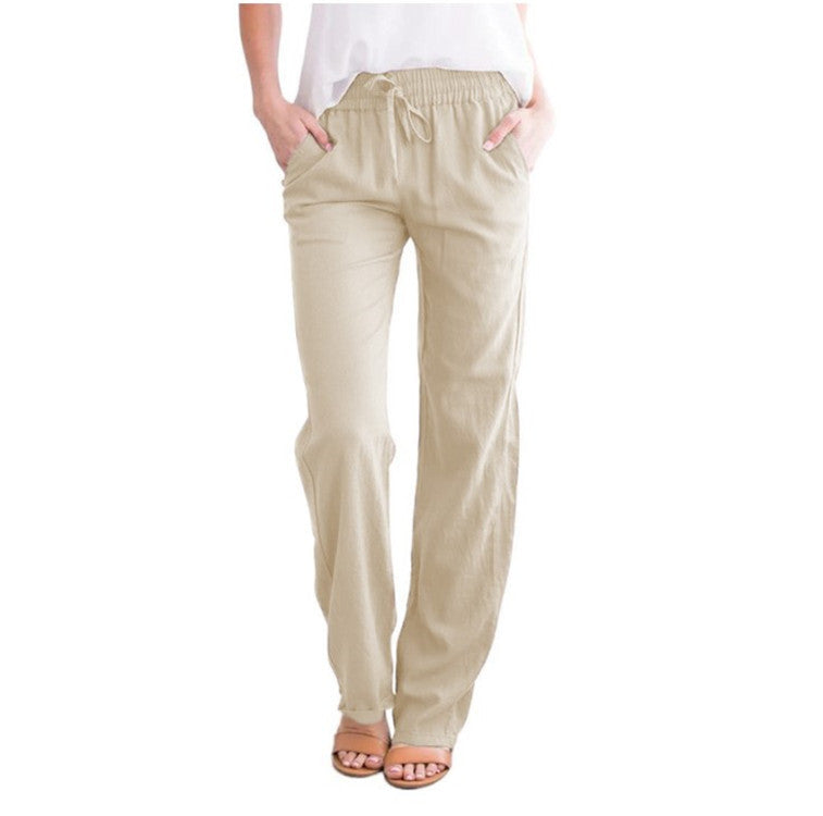Women's Casual Pants – Elastic Waist – Drawstring – Lightweight Fabric – Relaxed Fit
